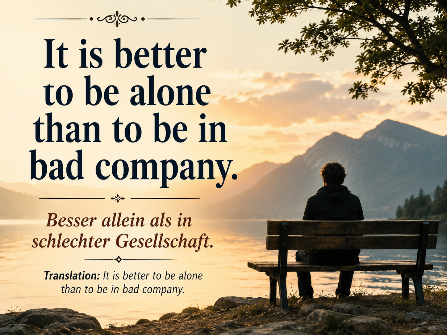 Best German proverb of the day: “It is better to be alone than to be in bad company” a life lesson on choosing the right relationships